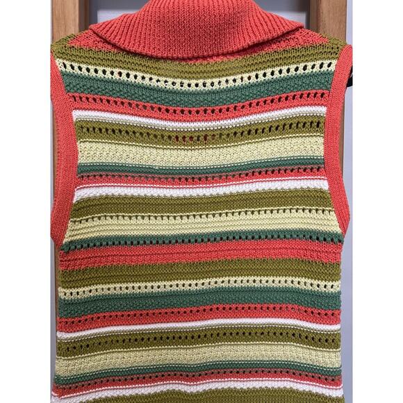Zara Crochet Knit Dress Sleeveless Collared Colorful Stripes Mini Size Large - Picture 7 of 10